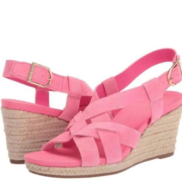 New Cole Haan Crystal Wedge Leather Espadrille Strap Sandal Size 11B - Picture 1 of 10